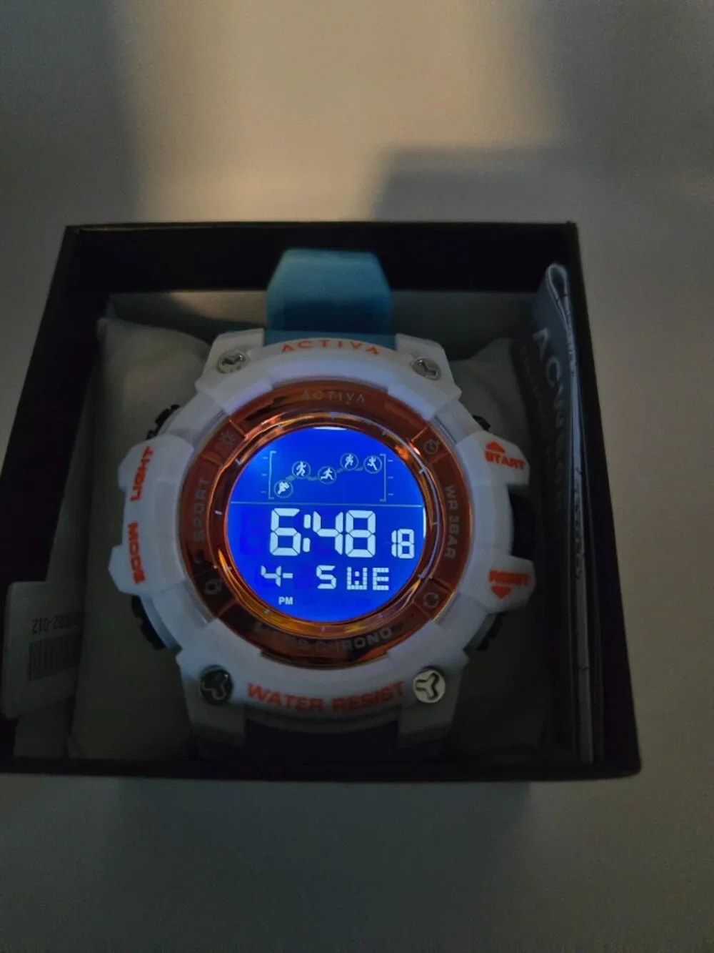 Activa by Invicta 50mm ACW8082-012 Waterproof Mens Watch Blue, Whiite and Orange